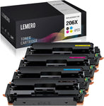 LEMERO (206X with CHIP Compatible Toner Cartridge Replacement for HP 206A 206X W2110X W2111X W2112X W2113X to use with Color Laserjet Pro M255dw M283fdw M283cdw (Black Cyan Magenta Yellow, 4 Pack)