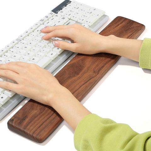 Wooden Keyboard Wrist Rest, Keyboard Wooden Palm Rest?Keyboard Wrist Rest Pad, Walnut Wrist Rest, Solid Wood Mouse Pad Wrist Guard, Wrist Rest Pad, Wrist Pad for Keyboard, (Black Walnut, 17.3in)