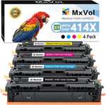 MxVol 414X Toner Cartridges 4 Pack High Yield ?Shows Ink Level? Compatible Replacement for HP 414X 414A W2020X W2020A for HP Color Pro MFP M479fdw M454dw M479fdn M454dn Printer Toner (4-KCMY)