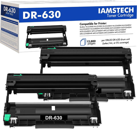 iamstech DR630 DR-630 Drum Unit 2-Pack Replacement for Brother MFC-L2700DW HL-L2300D HL-L2340DW HL-L2380DW MFC-L2740DW DCP-L2540DW HL-L2305W HL-L2360DW Printer Black