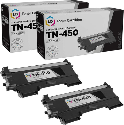 LD Products Compatible Toner Cartridge Replacement for Brother TN450 High Yield (Black, 2-Pack)