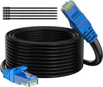 Cat 6 Outdoor Ethernet Cable 150 ft, Adoreen Gbps Heavy Duty Internet Cable (from 25-300 feet) Support POE Cat6 Cat 5e Cat 5 Network Cable RJ45 Patch Cord, UV Waterproof Direct Burial & Indoor+15 Ties