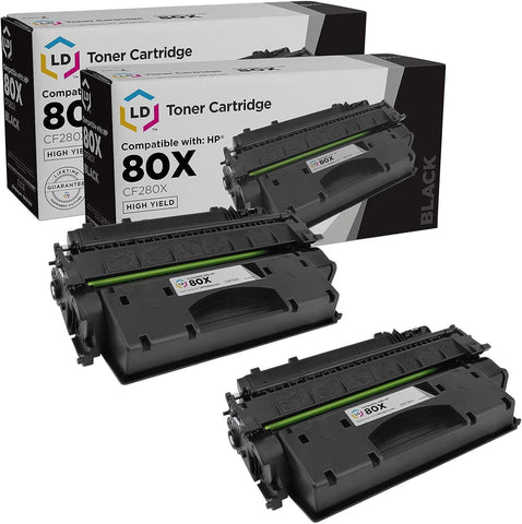 LD Products Compatible Replacement for HP 80X Toner Cartridge CF280X 80A CF280A High Yield (Black, 2-Pack) for HPaserJet 400 M401a, 400 M401dn, 400 M401dne, 400 M401dw, 400 M401n, 400 MFP M425dw