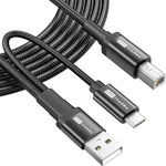 ITD ITANDA Printer Cable?2 in 1 USB Printer Cable 10FT?USB 2.0 A Male to B Male Scanner Cord,USB Type C to MIDI Cable Printer Cable, Compatible with Musical Instruments, Pianos, Hp, Canon and More