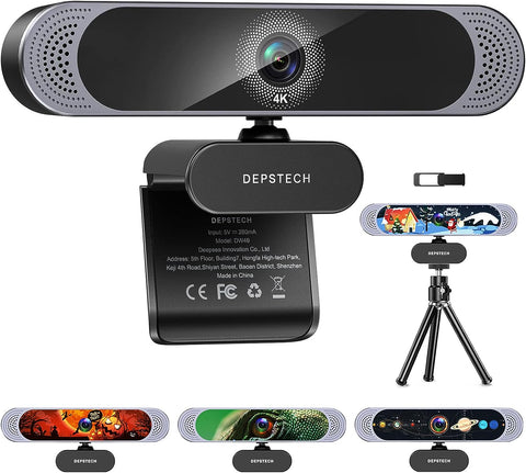 DEPSTECH Webcam with Microphone, 4K Webcam Sony Sensor Autofocus Web Camera with Privacy Cover and Tripod, 8MP USB Webcam for Desktop Laptop PC, Streaming Webcam for Zoom, Skype, Facetime, YouTube