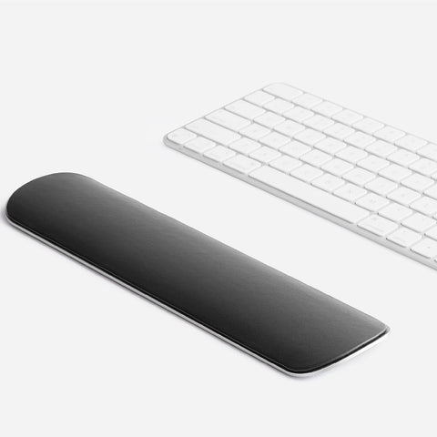 HumanCentric Keyboard Wrist Rest Pad - Wrist Support for Keyboard, Premium Office Desk Accessories in Space Gray Aluminum and Black Vegan Leather, Ergonomic Wrist Rests for Computer Keyboard