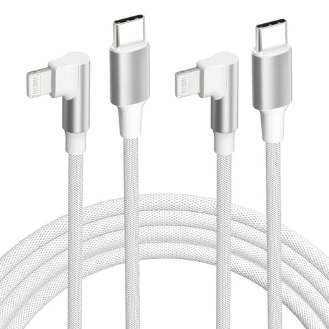 iPhone USB C to Lightning Cable,?2Pack 6FT MFi Certified?Right Angle 90 Degree iPhone Fast Charger Nylon Braided 20W Charging Data Syncing Cord Compatible with iPhone 14/13/Pro/ 12/Max/11/XS/XR/8/Plus