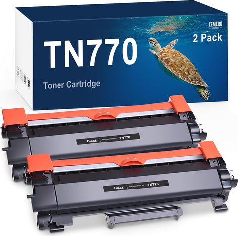 LemeroUexpect Compatible Toner Cartridge Replacement for Brother TN770 TN-770 TN760 Super High Yield Toner for HL-L2370DW HL-L2370DWXL MFC-L2750DW MFC-L2750DWXL (Black, 2-Pack)