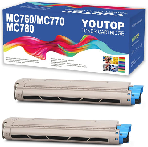 YOUTOP 2PK Black Toner Cartridge for 45396304 Compatible for Oki MC760 MC760dn MC760dnfax MC770 MC770dn MC770dnfax MC780 MC780dfnfax