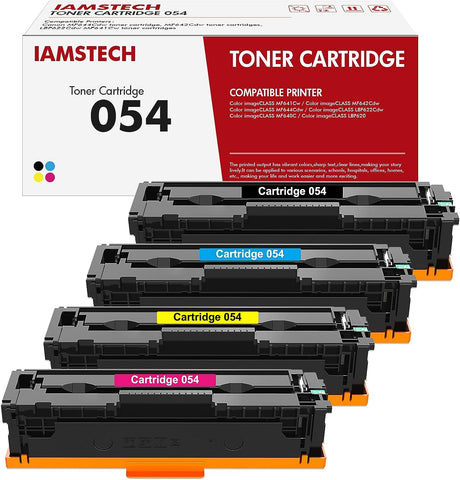 iamstech 054H 054 Toner Cartridge High Yield 4 Pack Compatible Replacement for Canon Color ImageCLASS MF642Cdw MF641Cw MF644Cdw LBP622Cdw LBP620 Laser Printer Black/Cyan/Magenta/Yellow, Standard Size