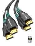 8K Short HDMI 2.1 Cable 3.3FT-2Pack,Certified Ultra High Speed HDMI Cable | 48Gbps,8K 60hz,4K 120hz,Braided,eARC,ARC,HDCP 2.2&2.3 | Compatible for PS5/PS4/Xbox/Blu-ray/RTX 3080 3090