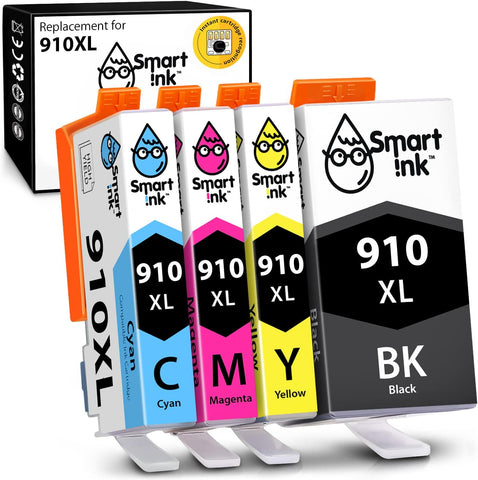 Smart Ink Compatible Ink Cartridge Replacement for HP 910XL 910 XL (Black XL & C/M/Y XL 4 Combo Pack) to use with Officejet Pro 8025 8020 8028 8035 8023 Officejet 8022 8010 8015