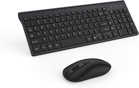 Wireless Keyboard Mouse Combo, cimetech Compact Full Size Wireless Keyboard and Mouse Set 2.4G Ultra-Thin Sleek Design for Windows, Computer, Desktop, PC, Notebook - (Black)