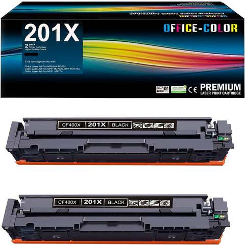 201X Black High-Capacity Toner Cartridge Replacement for HP 201A CF400X CF400A Works with Color Laserjet Pro MFP M277dw M252dw M277c6 M252 M277 Series Printer (2 Pack)