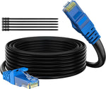 Adoreen Cat 6 Outdoor Ethernet Cable 50 ft, Gbps Heavy Duty Internet Cable (from 25-300 feet) Support POE Cat6 Cat 5e Cat 5 Network Cable RJ45 Patch Cord, UV Waterproof Direct Burial & Indoor+15 Ties