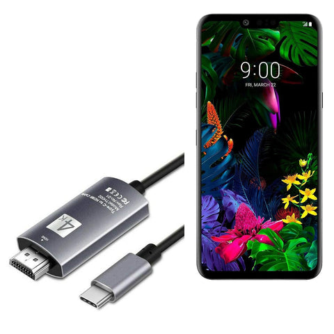 BoxWave Cable for LG G8 ThinQ (Cable by BoxWave) - SmartDisplay Cable - USB Type-C to HDMI (6 ft), USB C/HDMI Cable for LG G8 ThinQ - Jet Black