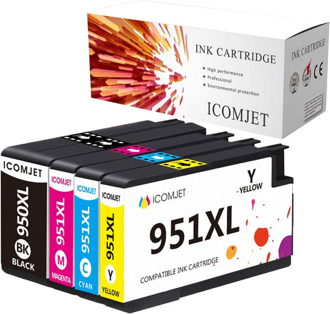 ICOMJET Compatible Ink Cartridge Replacement for HP 950XL 951XL 950 951 Work with HP OfficeJet Pro 8600 8610 8620 8100 8630 8660 8640 8615 8625 276DW 251DW 271DW (4pack)