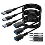 USB 3.0 Extension Cable 15 Feet (3 Pack), USB A Male to Female Cable (From 2ft to 100ft for Selection), 5Gbps Data Transfer Extender Cord for Printer, Keyboard, Mouse, Flash Drive, Hard Drive-15FT/3PK