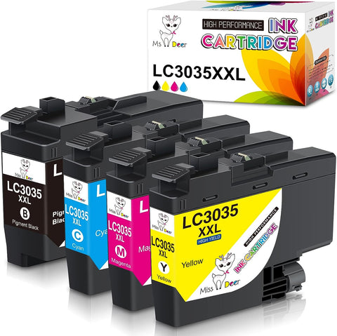 MS DEER Compatible LC3035 Ink Cartridges Replacement for Brother LC3035XXL 3035 XXL LC3033 BK/C/M/Y Super High Yield for MFC-J995DW MFC-J805DW MFC-J815DW Printer (Black Cyan Magenta Yellow) 4-Pack