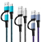 USB C to USB C Cable, 60W 3 Pack Fast Charging Cords 6ft QC & PD 2-in-1 USB-A/C to Type C Charger Cord Compatible with Samsung Galaxy S21 S10 S9 Note20, MacBook Pro 2020/2019, iPad Pro 2020/2019