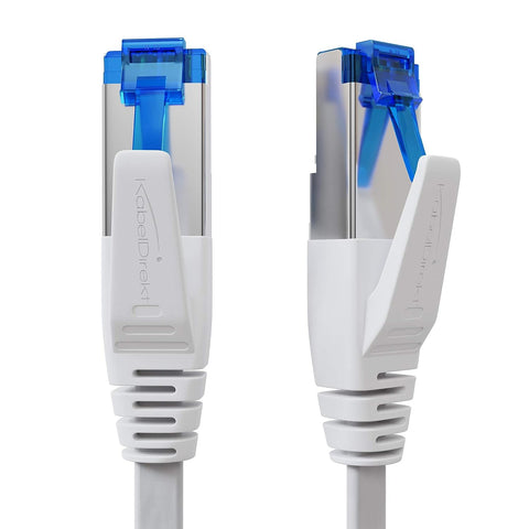 Flat Cat 7 Ethernet Cable with Break-Proof Design, Internet/LAN Cable – 100ft (10Gbps Maximum Fiber Optic Speed, Highly Flexible & Suitable for Permanent Installation, RJ45, White) – by CableDirect