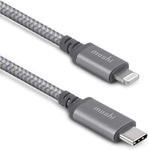 Moshi Integra USB C to Lightning Cable 4ft/1.2m, Mfi-Certified, Power Delivery, Fast Charging 30W, [Durable Ballistic Nylon Braided] for iPhone 12/11/iPad [for Use of USB C Charger], Titanium Gray