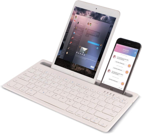 Greshare Wireless Bluetooth Keyboard,Portable Ultra-Thin Dual-Channel Bluetooth Keyboard for iOS Android Windows Tablet Smart Phone. (White)