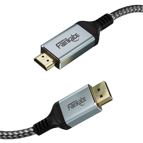 fairikabe 4K Displayport to HDMI Cable 6.6ft, [Uni-Directional, Aluminum Case, Nylon Braided] Display Port to HDMI Cable Compatible with Dell, HP, Samsung, AMD and More