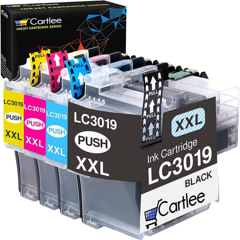 Cartlee 4 Compatible Ink Cartridges Replacement for Brother LC3019 XXL Super High Yield for MFC-J5330DW MFC-J6530DW MFC-J6930DW MFC-J6730DW 3019XXL LC Printer (1 Black, 1 Cyan, 1 Magenta, 1 Yellow)