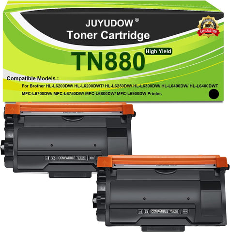 Juyudow Ultra High Yield Toner Cartridge for Brother TN880 TN-880 TN 880 HL-L6200DW MFC-L6700DW MFC-L6800DW HL-L6200DWT HL-L6300DW MFC-L6900DW Printer Toner Cartridge (Black, 2 Pack)