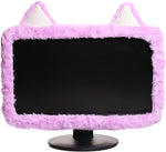 Aspens Design Cute Cat Ear Kawaii Desk Accessory for 17"-24" Computer TV Monitor dust Cover Pastel Purple, Furry Fabric