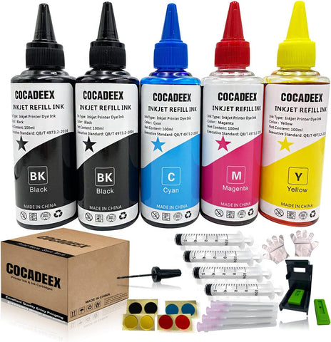 COCADEEX Refill Dye Ink Bottle Compatible with 65 or 65XL Ink Cartridge,for Envy 5010 5012 5020 5030 5032 5034 5052 5055 5058 Deskjet 2600 2620 2625 2630 2634 2635 3720 3730 3732 3755 Printer