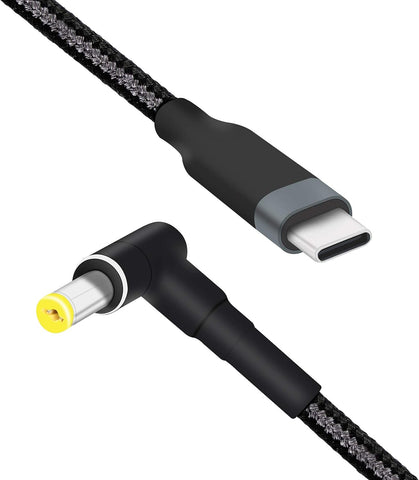 CERRXIAN 6.5ft 100W PD USB Type C Male Input to 90 Degree DC 5.5 x 2.5 mm Male Power Charging Cable for K55A K55N K501UX K53E Q550L G360 G450 G455(5525-100W)