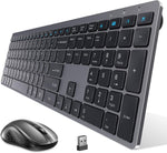 INFILAND Wireless Keyboard and Mouse Combo, 2.4G Stable Connection Full Size Wireless Keyboard Mouse Set with Numeric Keypad for Laptop Computer PC Desktop Windows XP/7/8/10, Dark Grey