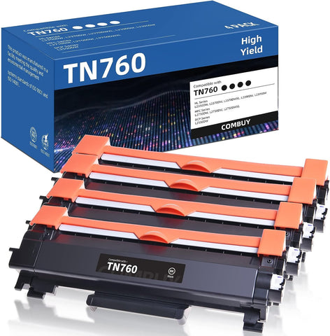 TN760 Toner for Brother Printer Compatible Replacement for Brother TN760 TN-760 TN730 TN-730 for HL-L2350DW HL-L2370DW HL-L2395DW HL-L2370DWXL HL-L2395DW DCP-L2550DW Printer Toner Cartridges (4 Black)