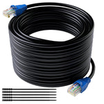 Cat5e Outdoor Ethernet Cable 200 Feet, Cat 5e Heavy Duty Internet Network LAN Cable, More Flexible Than Cat 6, Waterproof, PVC & LLDPE UV Double Jackets for in Wall, Direct Burial, Router, POE, Indoor