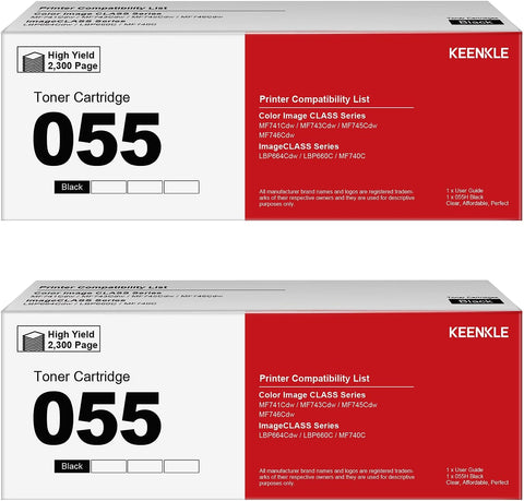 KEENKLE Compatible Toner Cartridge Replacement(with Chip) for Canon 055 055H CRG-055H CRG-055h to Use with Canon Color ImageClass MF743Cdw MF743 MF741Cdw MF745Cdw MF746Cdw LBP664Cdw Printer(2 Black)