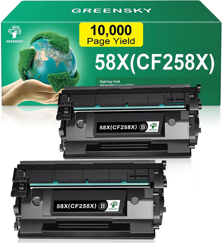 GREENSKY 2 Pack (No Chip) Toner Cartridge Replacement for HP 58X CF258X 58A CF258A to Use with HP Laserjet Pro MFP M428fdw M428fdn M428dw Laserjet Pro M404n M404dn M404dw Enterprise M406dn Printer