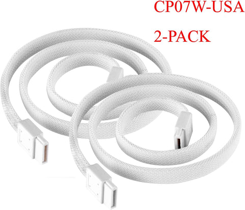 SilverStone Technology CP07W SATA 3 Sleeved White Cable with EMI Guard for 6Gb/s 2-Pack