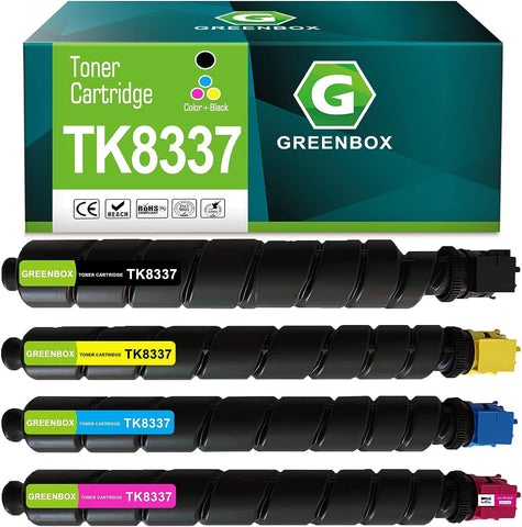 GREENBOX Compatible TK8337 TK-8337 High Yield Toner Cartridge Replacement for TK-8337K TK-8337C TK-8337Y TK-8337M for 3252ci 3253ci 2552ci CS2552ci CS3252ci Printer (4 Pack, 25,000 Pages)