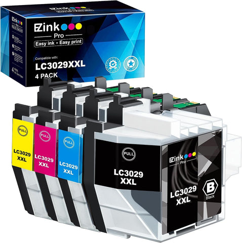 E-Z Ink Pro LC3029XXL Compatible Ink Cartridge Replacement for Brother LC3029 XXL LC3029BK LC 3029 to use with MFC-J5830DW MFC-J5830DWXL MFC-J5930DW MFC-J6535DW MFC-J6535DWXL MFC-J6935DW (4 Pack)