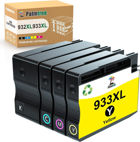 Palmtree Compatible Ink Cartridge Replacement for HP 932XL 933XL 932 933 for HP OfficeJet 6600 6700 6100 7110 7612 7510 7610 7620 Printer (Black, Cyan, Yellow, Magenta, 4 Combo Pack)