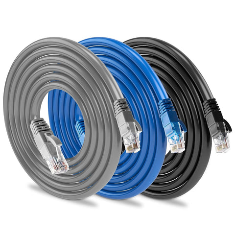 MAXLIN CABLE Cat6 Ethernet Cable for Gaming 20ft Multicolored LAN Network Patch Cord, High Speed Internet Cable, UTP, RJ45, 24AWG, 500MHz, Compatible with Router, Modem, Smart TV, PS5, Xbox, 3 Pack