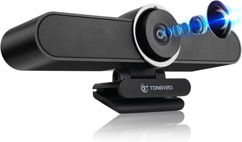 TONGVEO 4K Webcam Conference TV Room Web Camera with Microphone and Speaker, Computer Video Camera Wide Angle AI Auto Framing Dual Mics Works with Microsoft Teams, Zoom, Google Voice, PC (4K)