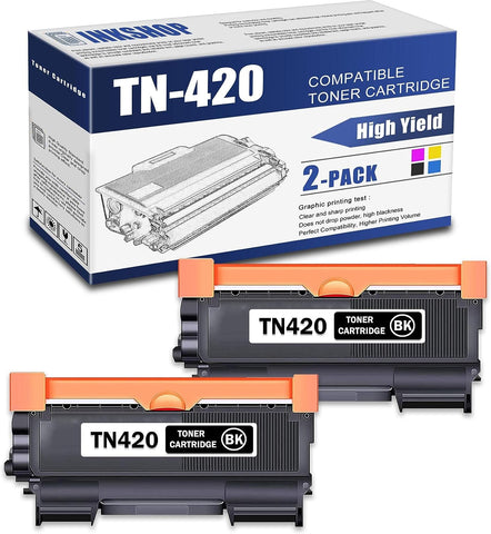 TN420 Compatible TN-420 Black Toner Cartridge Replacement for Brother TN-420 DCP-7060D DCP-7065DN Intellifax 2840 MFC-7240 HL-2130 HL-2132 Toner.(2 Pack)