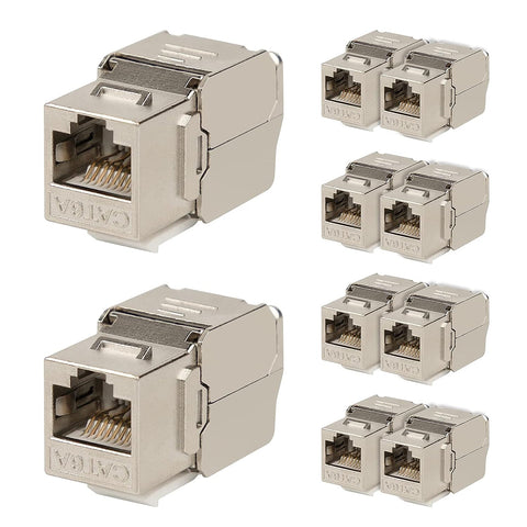 iwillink 10 Packs RJ45 Shielded cat6A Keystone Jack, 180 Degree Toolless Zinc-Alloy Housing Keystone Jack