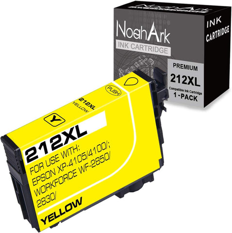 NoahArk 1 Pack 212XL Remanufacture Ink Cartridge Replacement for Epson 212XL 212 T212XL High Yeild for Workforce WF-2830 WF-2850 Expression Home XP-4100 XP-4105 Printer (1 Yellow)