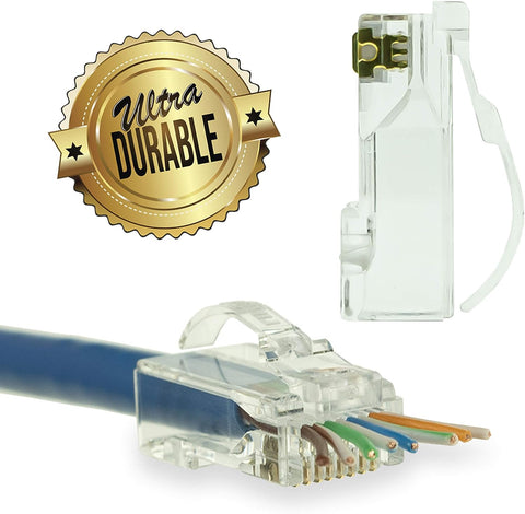 LINKUP - Snagless RJ45 Cat6 UTP Connectors EZ Pass Through Ends | Ethernet Cat 6 8P8C Solid Plug | UTP Gigabit Round Cable Connector | Platinum 50 Mi Gold Plated High Performance | 100 Pack