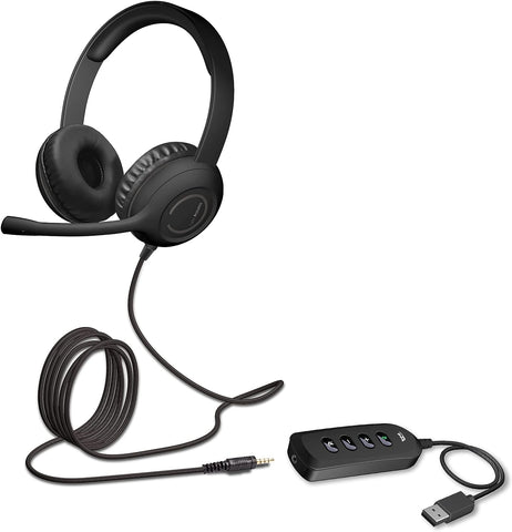 Cyber Acoustics Stereo Headset (AC-5812) with USB or 3.5mm Connection, USB Control Module, Adjustable Mic Boom for PC and Mac, Classroom or Home