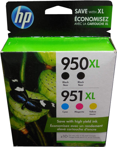 HP 951Xl / 950Xl (F6v12fn) Ink Cartridges (Cyan Magenta Yellow Black) 5-Pack in Retail Packaging